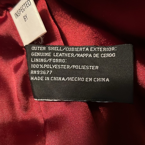 Jacqueline Ferrar wine colored full leather jacket with zipper front - Picture 4 of 5